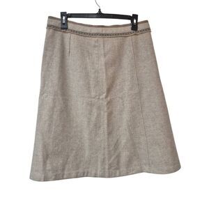 Gap Women's Heather Gray Wool Mix A-Line Midi Lined Skirt EUC